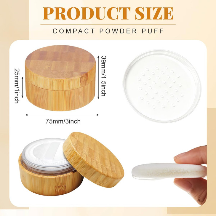 Elandy 1PC 30G/1oz Bamboo Appearance Loose Powder Compact Box with Sifter and Sponge Puff - Make up Jar Case Cosmetic Storage Container online at globaldelivered
