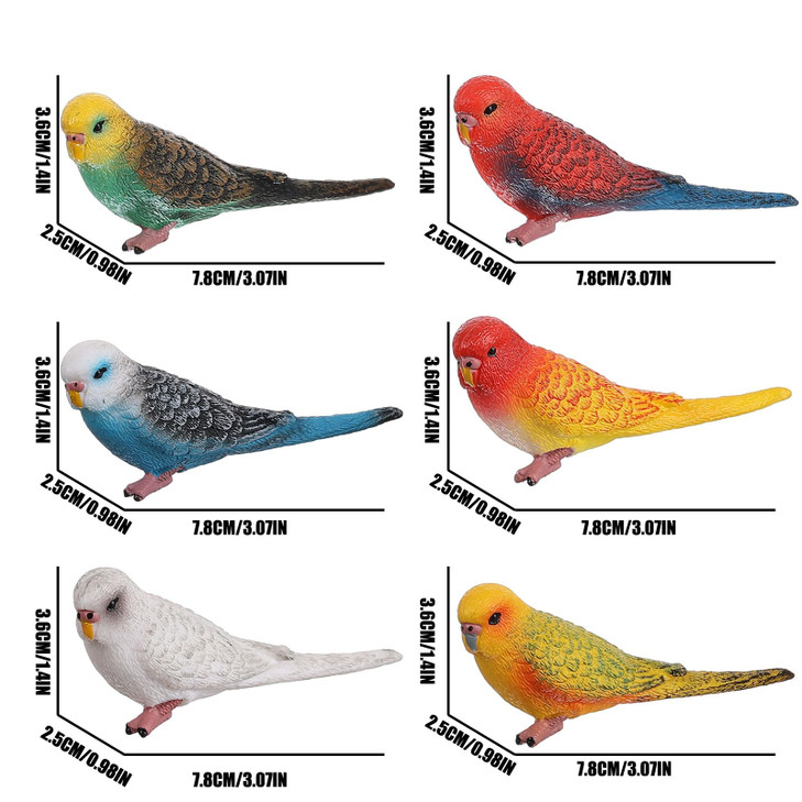 JOKFEICE Birds Figures 6pcs Realistic ParrotToys Animal Figures Set Simulated Plastic Animal Models Toys Kids Educationa