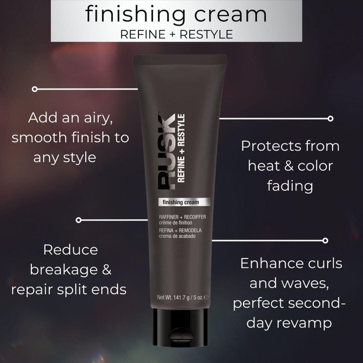 RUSK Finishing Cream Refine Restyle Enhances Natural Texture and Shine for Frizz Free Hair 5 oz