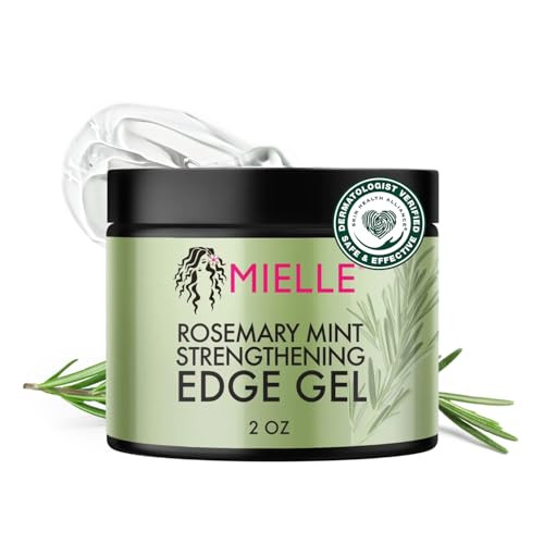Mielle Organics Rosemary Mint Edge Control Gel Strong Hold Hair Edge Gel for Women Men Infused with Biotin Coconut Babas