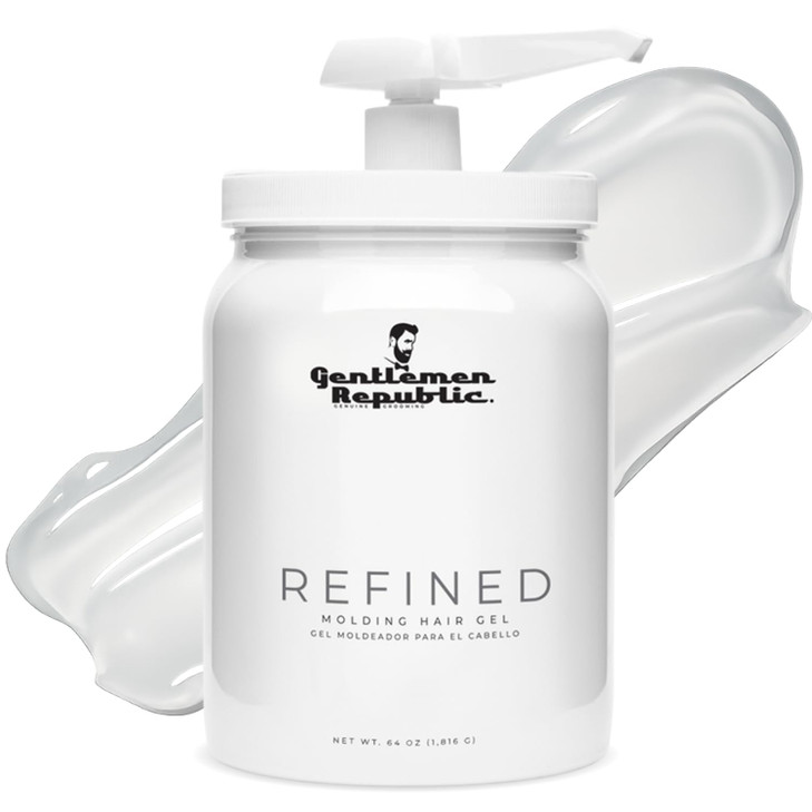 Gentlemen Republic 64oz Refined Mens Hair Gel Professional Formula for 24 Hour Shine and Strong Hold Humidity Resistant