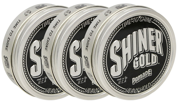 Shiner Gold Pomade Strong Hold High Shine Waterbased Coconut Scent 4oz Pack of 3
