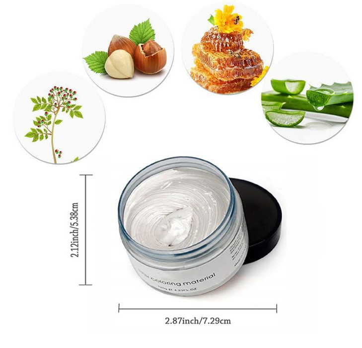 White Hair Color Wax Natural Hairstyle Wax 423 oz Temporary Hairstyle Cream for Party Cosplay Halloween Daily use Date C