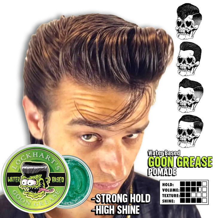 Lockharts Goon Grease WaterBased Pomade All Day Hold High Shine Hair Pomade for Men Washable Strong Styling for Classic