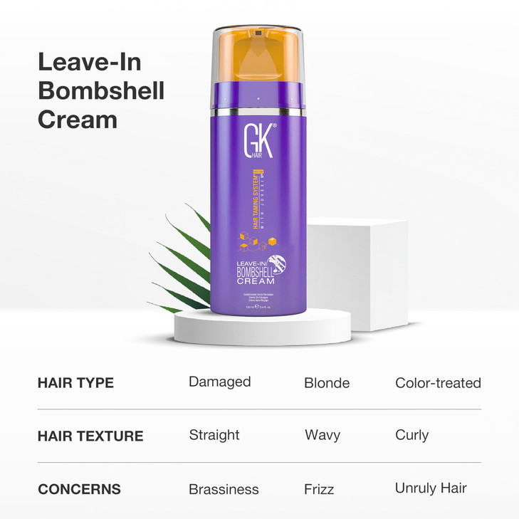 GK HAIR Bombshell Cream purple leave in conditioner 34 Fl Oz100ml Hair Toner for Brassy Hair Smoothing Moisturizing Hydr