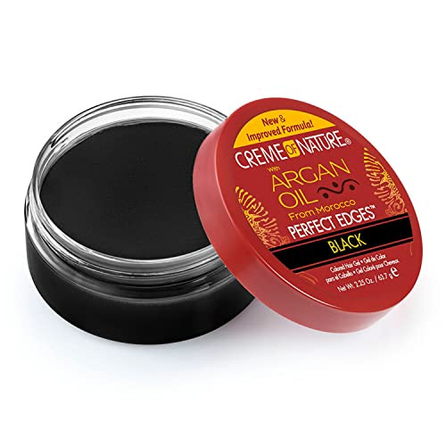 Creme of Nature Perfect Edges Black Edge Control Gel 24Hour Hold with Gray Coverage and Shine NonFlaking Tinted Argan Oi