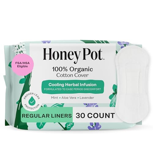 The Honey Pot Company - Herbal Everyday Panty Liners for Women - Infused w/Essential Oils for Cooling Effect & Organic Cotton Cover - Feminine Care -