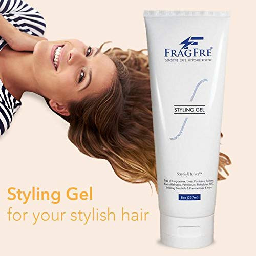 FRAGFRE Styling Gel Fragrance Free 8 oz Medium Hold Hair Styling Gel for Sensitive Skin Hypoallergenic Parabens Free Glu