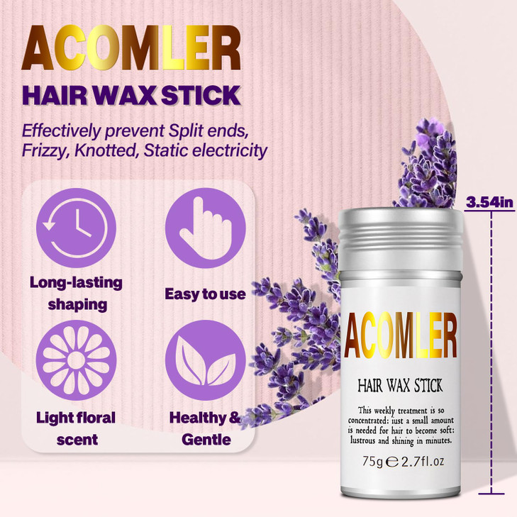 Acomler Hair Wax Stick Wax Stick for Hair Fly Away Stick for Hair Slick Back Hair Products Frizz Control Hair Accessorie