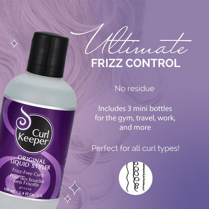 Original Curl Keeper Travel CarryOn Approved MultiPack AntiFrizz Curl Defining Hair Styler 3 x 100ml Curl Definer Liquid
