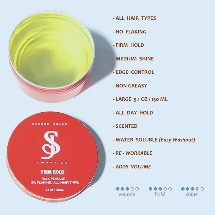 Pomade 51oz 150ml SJ Craft Co Wax Pomade Original Firm Hold Medium Shine SemiMatte Edge Control Transparent Color Men Ha