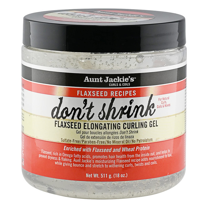 Aunt Jackies Flaxseed Recipes Dont Shrink Elongating Hair Curling Gel for Natural Curls Coils and Waves Helps Prevent Dr