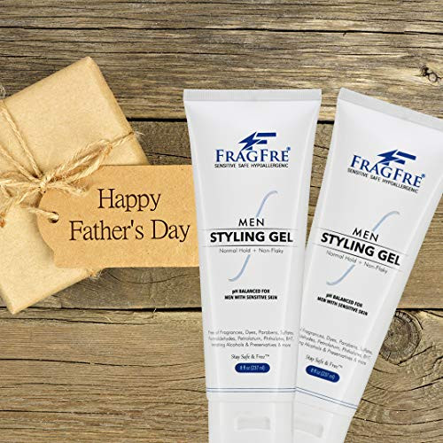 FRAGFRE Men Hair Styling Gel Fragrance Free 8 oz pH Balanced for Men with Sensitive Skins Not Too Firm or Too Light Just