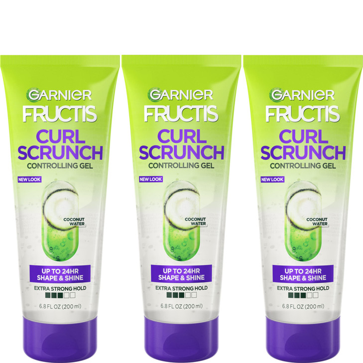 Garnier Fructis Style Curl Scrunch Controlling Gel for Shape Shine 68 Fl Oz 3 Count Packaging May Vary