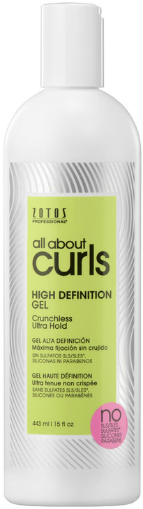 ALL ABOUT CURLS High Definition Gel Crunchless Ultra Hold Define Moisturize DeFrizz All Curly Hair Types Vegan Cruelty F