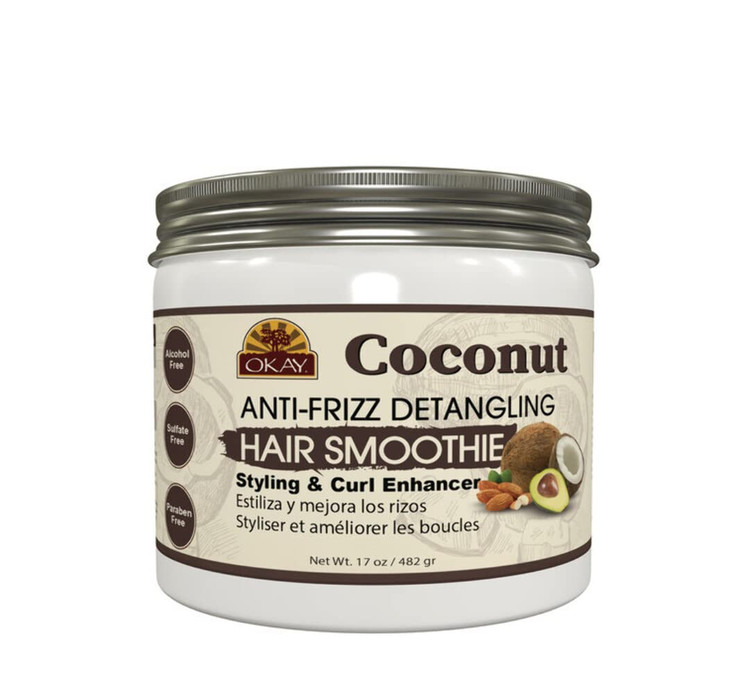 Okay coconut anti frizz detangling hair smoothie 17 ounce White 17 Ounce