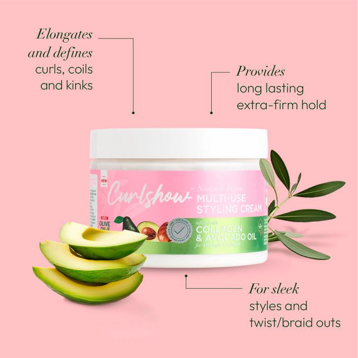 ORS Olive Oil Curlshow MultiUse Styling Cream Infused with Collagen Avocado Oil for Strength Length 120 oz