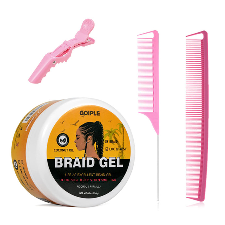 Goiple Strong Hold Braid Gel Good for Twist Locs Braids Edge No Flake Extra Hold High Shine Braiding Gel Edge Control 88