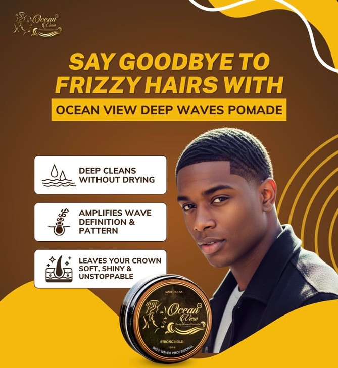 OCEAN VIEW DEEP WAVES POMADE WaterBased Hair Cream for 360 Wave Training and Wolfing Silky Smooth Application and Stylin