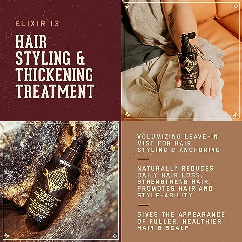 1821 Man Made Elixir 13 Mens Styling and Thickening Treatment for Hair Original Sweet Tobacco Volumizing Leaveon 34oz