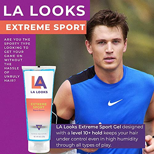 LA Looks Absolute Syling Hair Gel Extreme Sport 8 Oz Hold for High Performance Activity Controls Hair In High Humitiy Sa