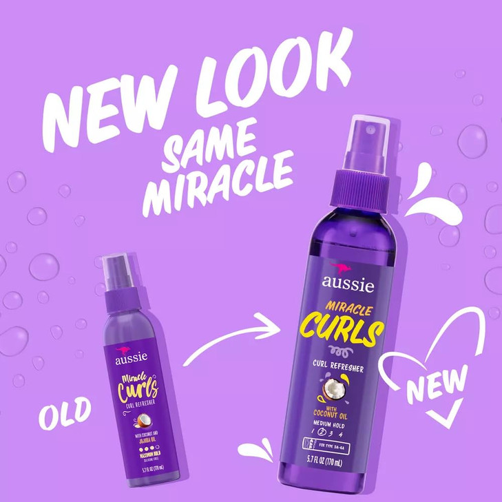 Aussie Miracle Curls 2nd day Curl Activator Coconut Jojoba Oil 85 fl oz Pack of 2