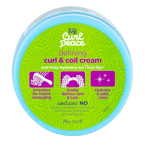 Just For Me Curl Peace Defining Curl Coil Cream Holds Hydrates Contains Flaxseed Avocado Oil Black Castor Oil No Animal
