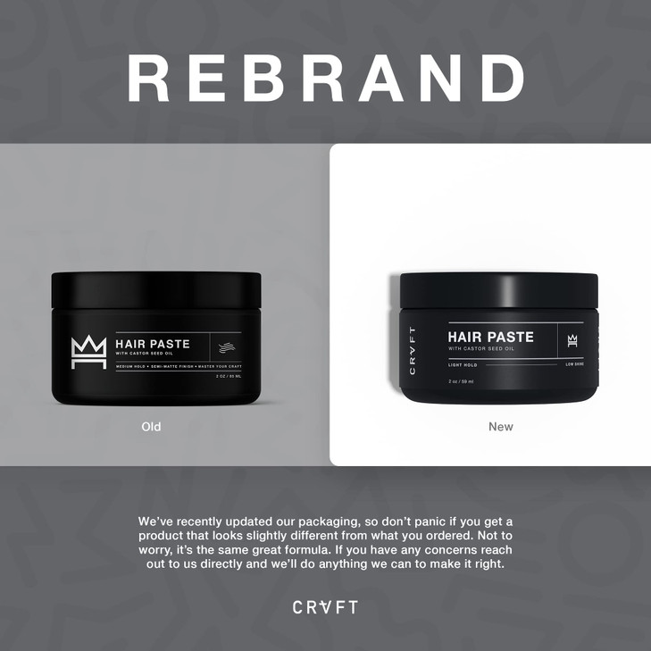 CRVFT Hair Paste 2oz Light HoldLow Shine Matte Add Volume Texture Definition Ideal for All Hair Types Lengths Lightweigh