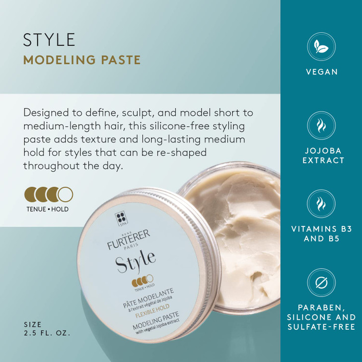 Rene Furterer STYLE Modeling Paste Sculpts Texturizes Flexible Hold With Moisturizing Jojoba Extract All Hair Types Vega