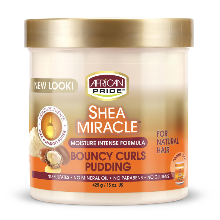 African Pride Shea Butter Miracle Bouncy Curls Pudding 15 Ounce Jar 443ml 2 Pack