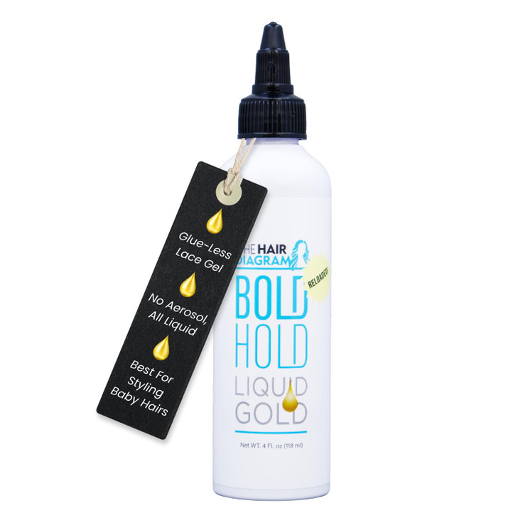 The Hair Diagram Bold Hold Liquid Gold Reloaded Glueless Lace Gel Temporary Hold for Wigs and Hair Systems Styling Agent