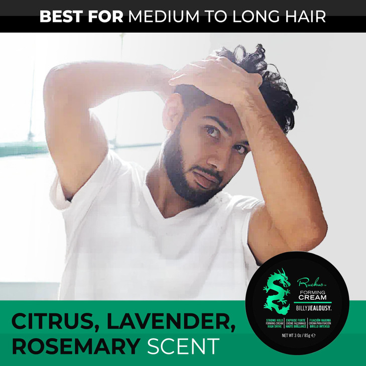 Billy Jealousy Ruckus Hair Forming Cream Mens Styling Hair Cream For Strong Hold and High Shine 3 Oz