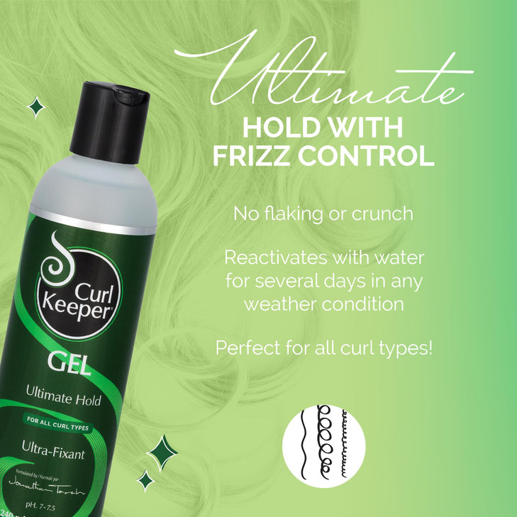 Curl Keeper Ultimate Hold Hair Gel for Curly Hair 8 Fl Oz FrizzFree Hair Styling Gel for Men Women LightWeight Formula H