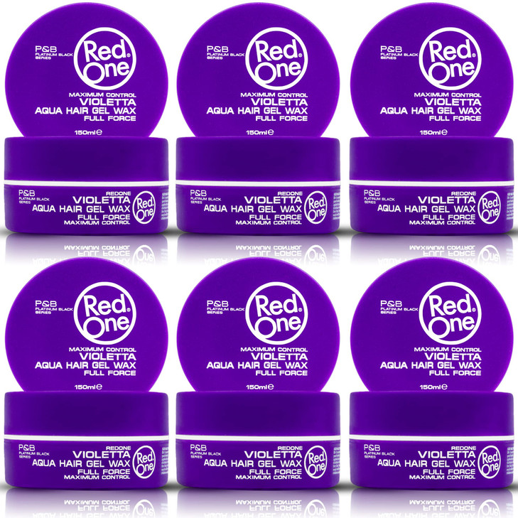 RedOne Aqua Hair Wax Maximum Hold Full Force Hair Gel 150ml 6 pack VIOLET