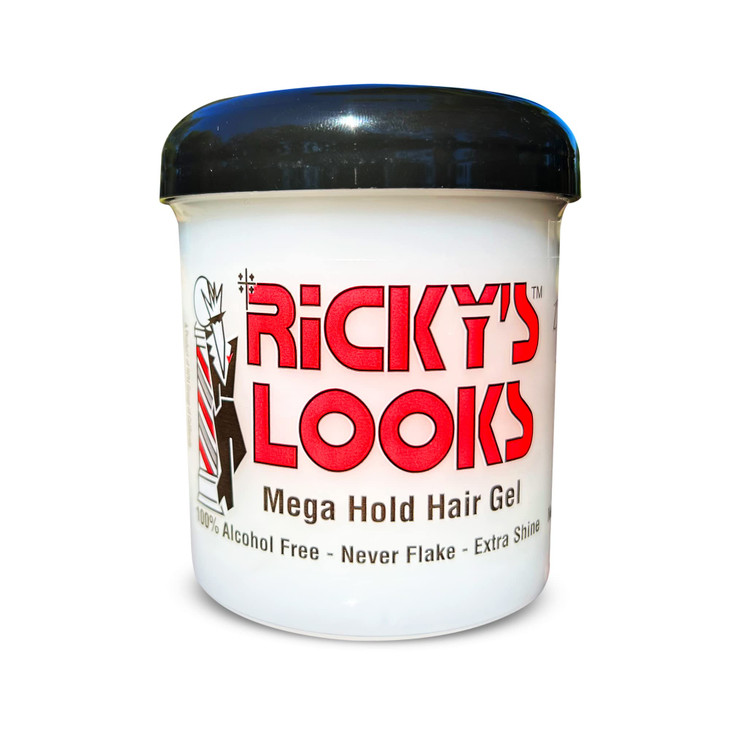 Rickys Looks Mega Hold Styling Hair Gel for Curly Frizzy Straight Wavy Fine Hair Flake Free Strong Hold and Shine For Al