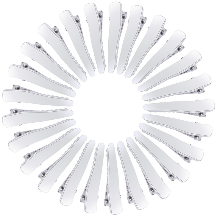 BronaGrand 100pcs 138inch Stylish Teeth Bows Hair Clips Prong Curl Clips Hairdressing Salon Hair Grip Silver Color