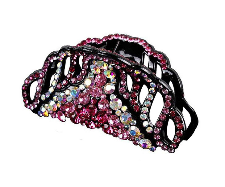 Fodattm Women Fashion Large Fancy Rhinestones Hair Claw Clips Hair Clamp Hairpins Lady Crystal Jaw Clip Updo Grip Bath A