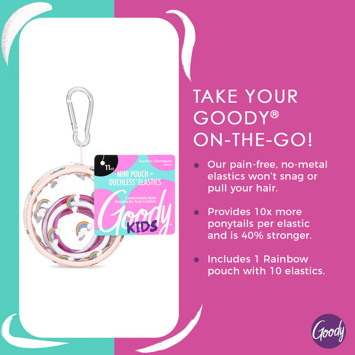 GOODY Kids Ouchless Elastics with Mini Pouch for All Hair Types Accessories for Women and Girls Perfect for Long Lasting