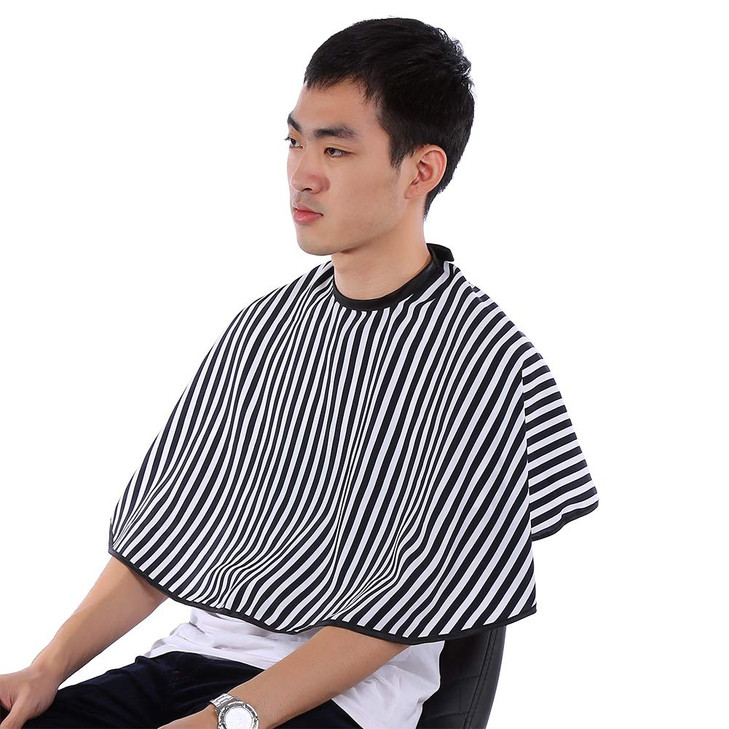Folany Soft Cloth Hair Cutting Barber Cape Salon Gown Bib Apron Vertical Stripes Short Hair Cutting Cape AdultKids for B