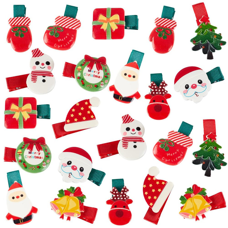 PH PandaHall 22pcs Christmas Hair Clips 11 Style Christmas Santa Hairpins Christmas Tree Snowman Hair Clips Holiday Hair