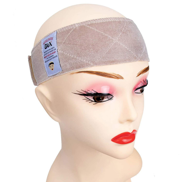 GEX Wig Grip Band Flexible Velvet Scarf Head Hair Band Wig Band with Adjustable Fastern Beige