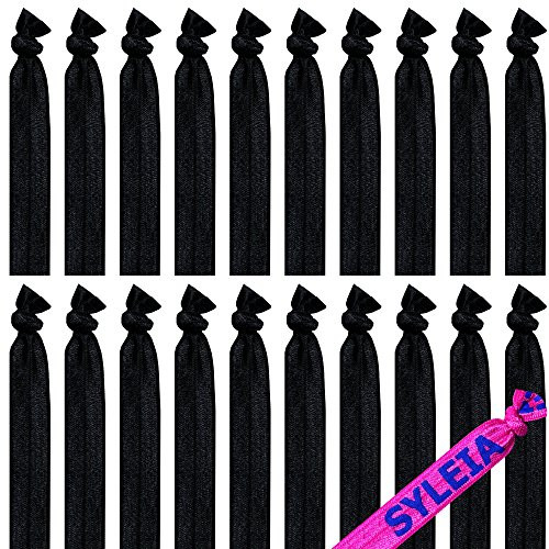 Syleia Pack of 20 Candy Color Hair Ties Ponytail Holders Elastic RibbonHair Band Crease Free Hand Knotted Fold Over Ouch