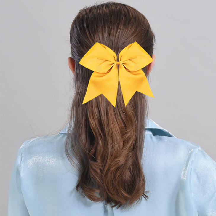 CN Girls Cheer Bow with Ponytail Holder for Cheerleading Girl 7inch 10pcs Purple Large Hair Bow