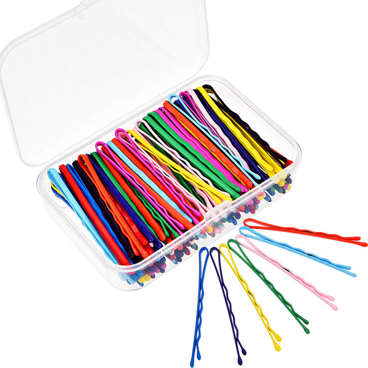 Bememo 100 Pieces Colorful Bobby Pin Hair Styling Clips with 1 Storage Box for Women colored Bobby Pins for Hair 10 Colo