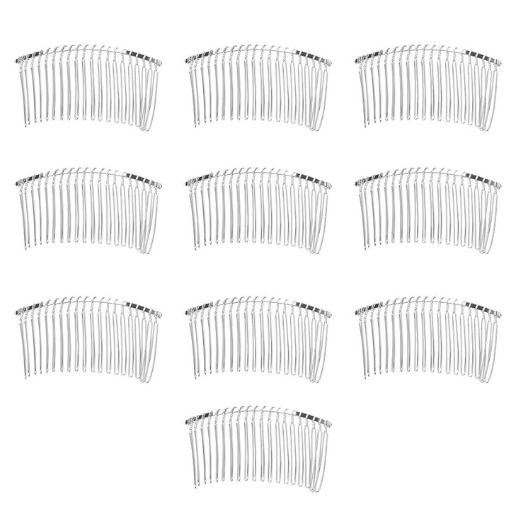 Rocutus 10 Pieces 20 Teeth Fancy DIY Metal Wire Twist Bridal Wedding Veil Combs for Women Mixed