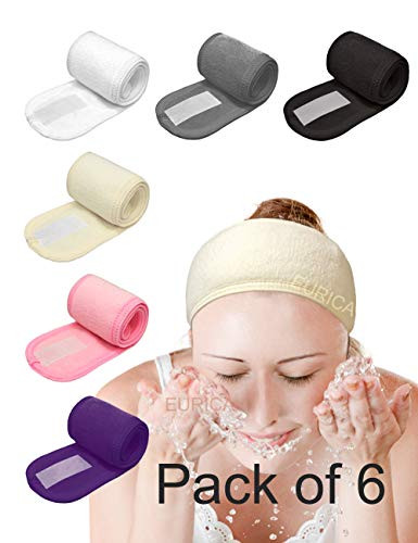 EUICAE Spa Headband Nonslip Stretchable Washable Makeup Headband for Face Wash Facial Treatment Sport Fits All White Mix