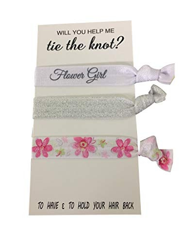 Infinity Collection Flower Girl Hair Ties 3 Count Pink Will You Help Me Tie The Knot Hair Accessories for Wedding 3pcs