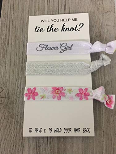 Infinity Collection Flower Girl Hair Ties 3 Count Pink Will You Help Me Tie The Knot Hair Accessories for Wedding 3pcs