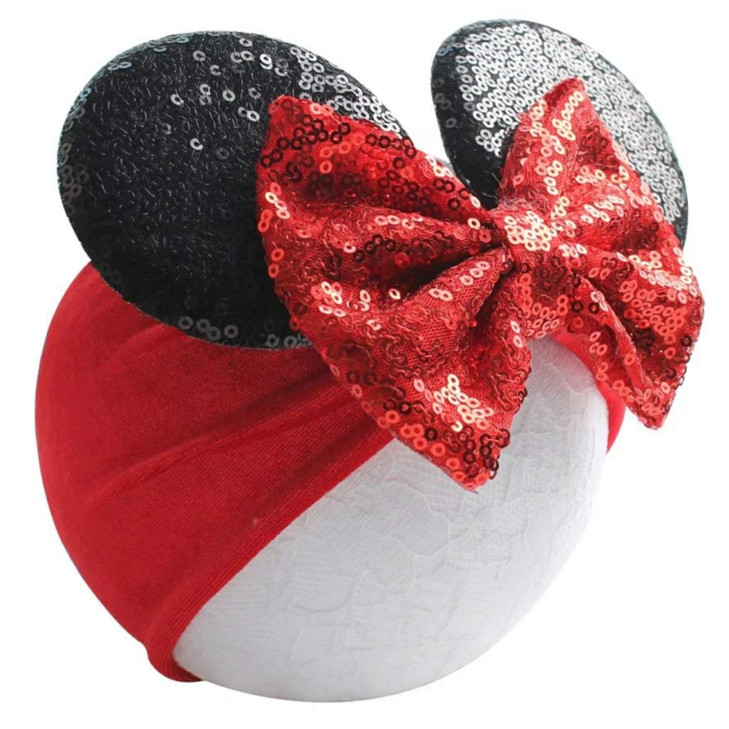 Mouse Ears HeadbandHeadwrap Toddler Baby Kids Party supplies Black Bow