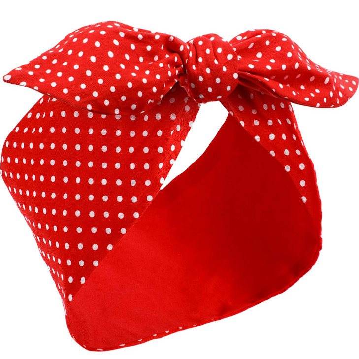 Hicarer Red Polka Dot Headband Cute Bow Bandana Vintage Headband Retro 50s Hair Accessories Hair Headwrap with Wire Hall